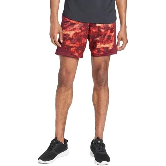 Youth Men's Athletic Shorts in Red and Black - Picture 1 of 4